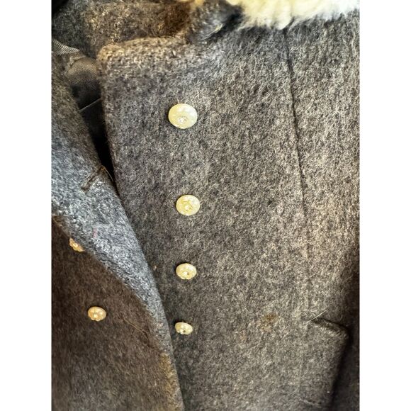 Stunning vintage 1950's girls wool coat Little Miss Robin grey coat back pleats - Picture 8 of 9